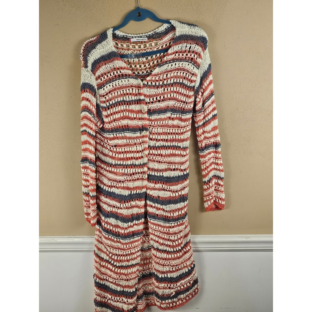 Aldomartins Anthropologie Womens Multi Striped Knit Cardigan Sweater 8